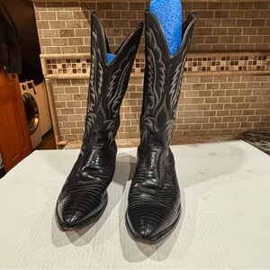 VTG Code West Cowboy Western Black Leather Mens Boots Sz 9.5W